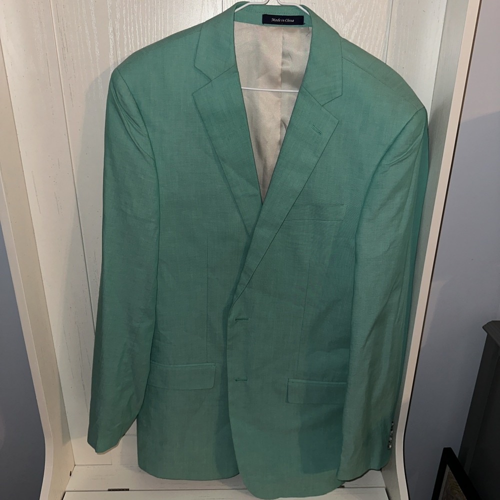 Alan Flusser Mens Two Button Blazer Jacket Size 42L Turquoise